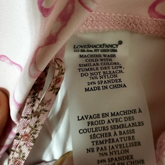 Love Shack Fancy Highland Legging Bow Print Posey Pink Size Extra Small NWT - Picture 8 of 8